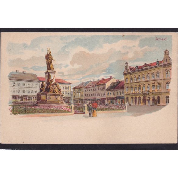 Arad régi képeslapon. Szabadság szobor, csanádi palota és a pénzügyi palota 1903