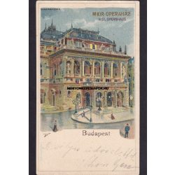   Budapest régi képeslapon. Magyar királyi operaház. Feladás dátuma 1899