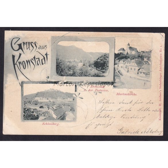 Gruss aus Kronstadt. Üdvözlet Brassóból, régi szecessziós képeslap