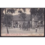 Budakeszi régi képeslapon. Kereszt és Erdő utca a Virágvölgy felé. Praxl Sándor fűszer és csemege kereskedése