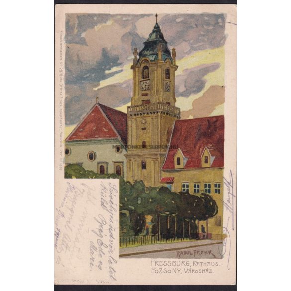 Pozsony régi képeslapon.Városháza.Künstlerpostkarte No. 2876. von Ottmar Zieher, litho: Raoul Frank