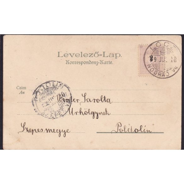 Kassa régi képeslapon. 1899-es feladási dátummal