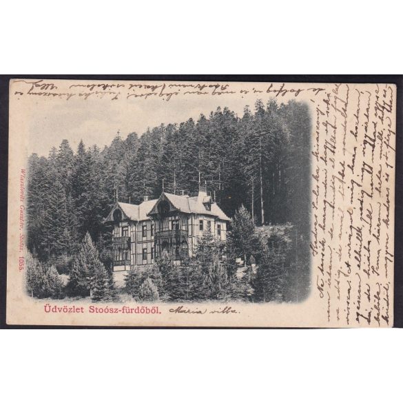 Üdvözlet Stoósz-fürdőből Kúpele Stós, régi felvidéki képeslapon