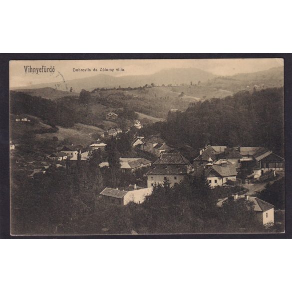 Vihnye gyógyfürdő,Kúpele Vyhne, Dobrovits és Zólomy villa régi felvidéki képeslapon
