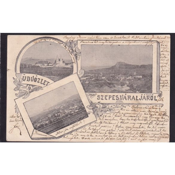 Szepesváralja, Spisské Podhradie teljes látkép régi felvidéki szecessziós képeslapon