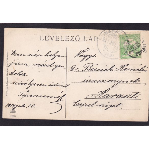 Trencsénteplicz-fürdő, Trencianske Teplice látképe régi képeslapon 1911