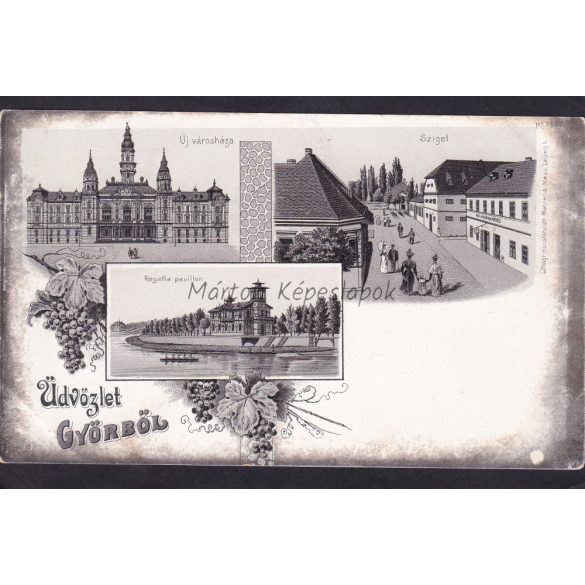 Győr városháza, Regatta pavilon, Sziget régi lithon 