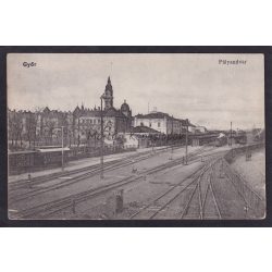 Győr pályaudvar régi képeslapon