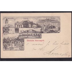   Karcag régi képeslapon. Artézikút, társaskör, városháza, templom. 1900