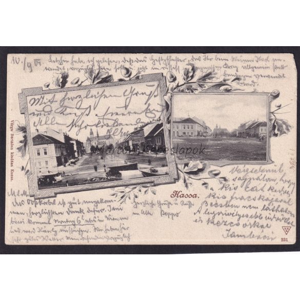Kassa régi képeslapon. Varga Bertalan kiadása 1904