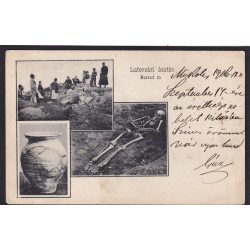   Latorvári ásatás régi képeslapon. A híres magyar földrajztudós Dr. Cholnoky Jenő részére postázva
