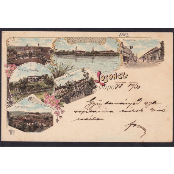 Losonc régi felvidéki képeslapon, litho 1898