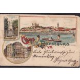Pozsony, Pressburg, Bratislava régi felvidéki képeslap, litho 1900.