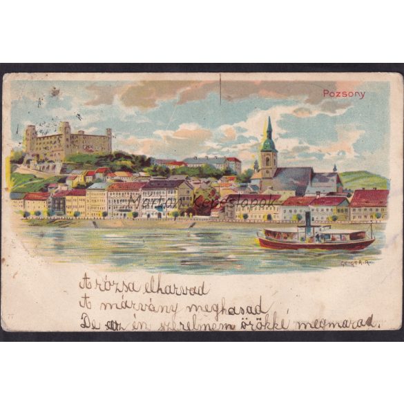 Pozsony, Bratislava, Pressburg régi képeslapon, litho 1900