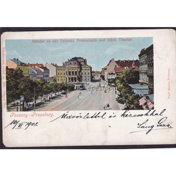 Pozsony, Pressburg, Bratislava sétatér, vár, színház 1902