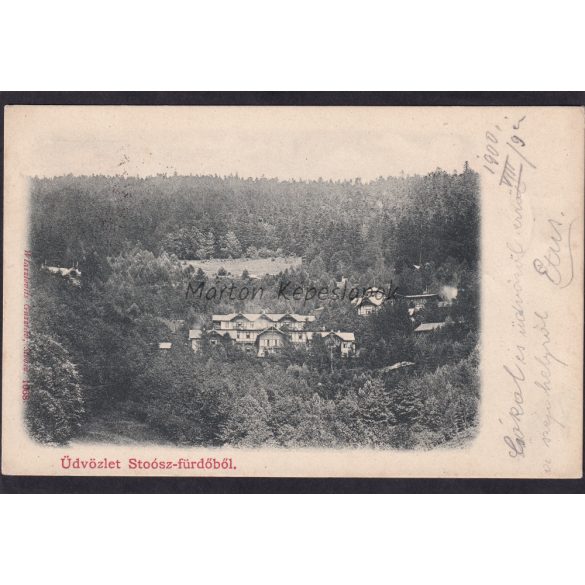 Stoószfürdő  Kúpele Štós régi felvidéki képeslapon Wlaszlovits Gusztáv 1900