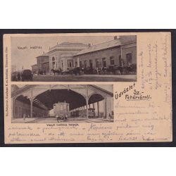   Üdvözlet Székesfehérvárról. a vasúti indóház és a belseje. Kaufman F. kiadása