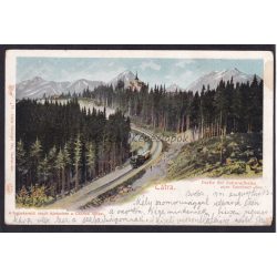   Tátra régi felvidéki képeslapon. A fogaskerekű vasút tájrésze a Csorbai tóhoz