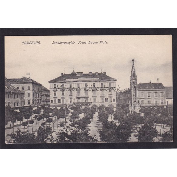 Temesvár régi képeslapon, Jenőherceg tér. Hátlapon sorsjegy